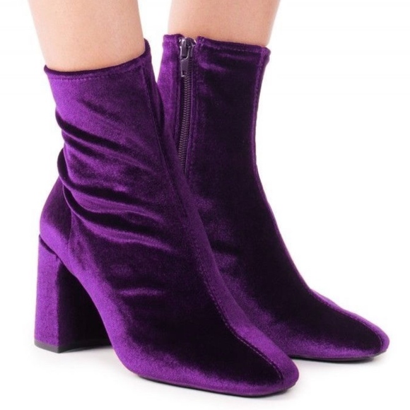 purple velvet shoes